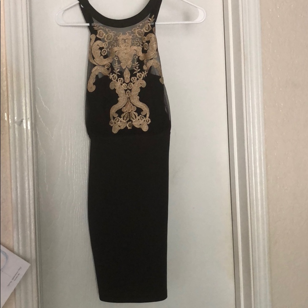 Black dress with gold embroidery